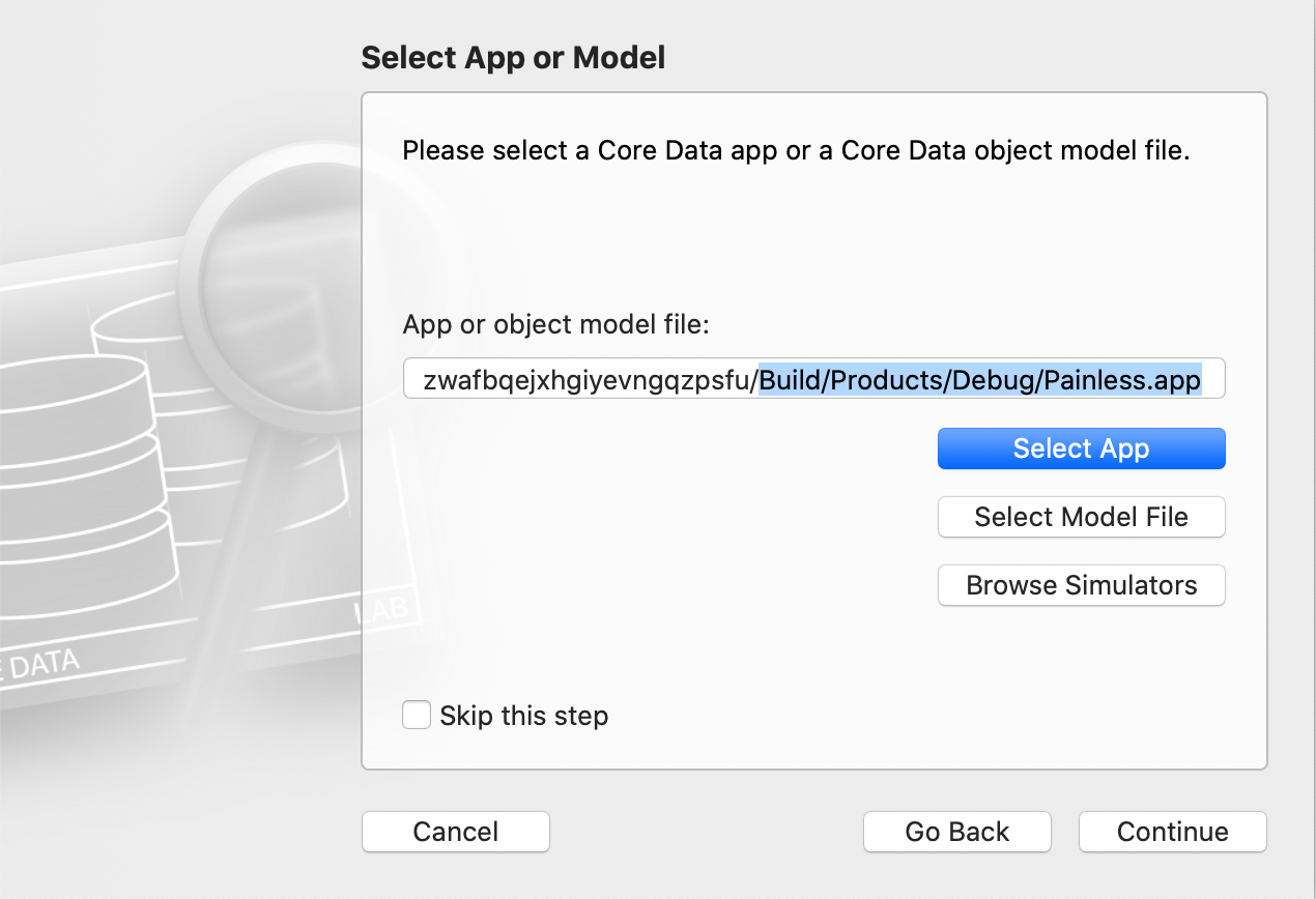 CoreDataLab - select app file path