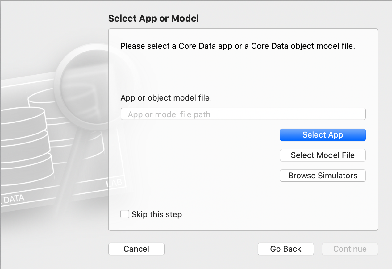 CoreDataLab - select app